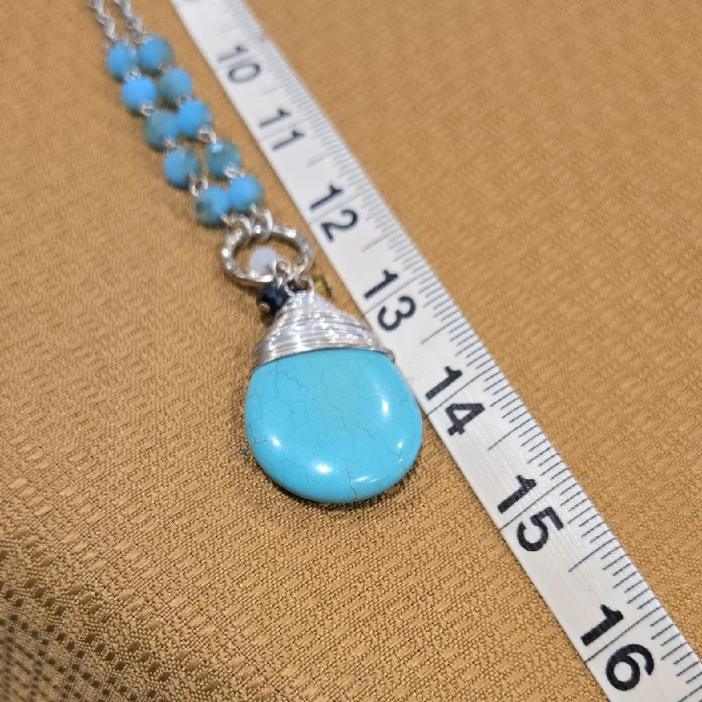 Turquoise and Silver Pendant Necklace